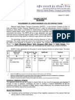 Vacancy Notice: (No.38/2020) Requirement of Junior Engineer/ Civil On Contract Basis