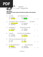 Exercise 3: Section A Choose The Correct Answer and Write Its Number in The Brackets Provided