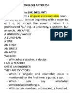 English Articles I - A / AN: Un, Una. (AF, NEG, INT)