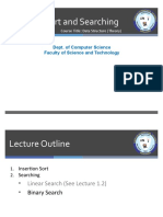 Insertion Sort and Searching: Dept. of Computer Science Faculty of Science and Technology