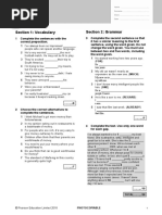 B2 First Unit 3 Test: Section 1: Vocabulary Section 2: Grammar