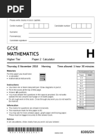 Mathematics: Higher Tier Paper 2 Calculator