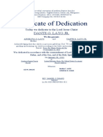 Certificate of Dedication