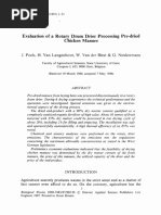 Evaluation of A Rotary D R U M Drier Processing Pre-Dried Chicken Manure