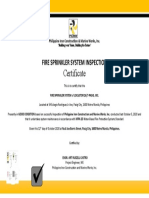 Certificate: Fire Sprinkler System Inspection