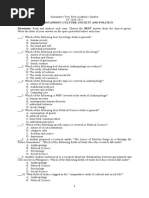 Understanding Culture, Society and Politics Directions: Read and Analyze Each Item. Choose The BEST Answer From The Choices Given