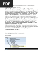 Tcode - Qc21 Quality Certificate For Inspection Lot Qc51 To Create