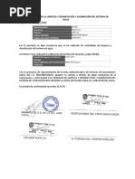 Acta de Realización de La Limpieza y Desinfección y Calibración Del Sistema de Agua