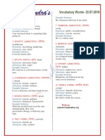 Vocabulary Words-22.07.2019: Truthful, Aboveboard