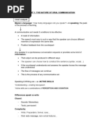 Oral Output: Unit 1: The Nature of Oral Communication