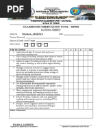 Classroom Obervation Tool - RPMS: Rating Sheet