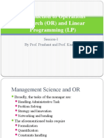 Introduction To Operations Research (OR) and Linear Programming (LP)