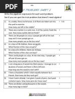 Algebra Word Problems Sheet 2