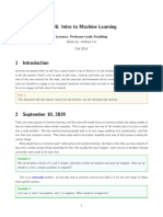 6.036: Intro To Machine Learning: Lecturer: Professor Leslie Kaelbling Notes By: Andrew Lin Fall 2019