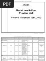 Mental Health Plan Provider List: Revised: November 15th, 2012