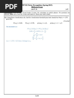 Patter Recognition (Spring 2015) Midterm Exam