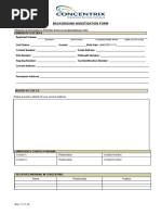 Background Investigation Form: Address Check