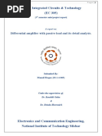 Analog Integrated Circuits & Technology (EC 305) : Differential Amplifier With Passive Load and Its Detail Analysis