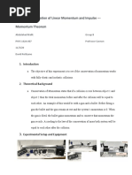 Lab 126 - Conservation of Linear Momentum and Impulse - Momentum Theorem