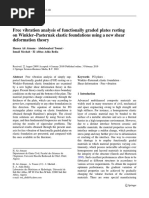 Free Vibration Analysis of Functionally Graded Plates Resting On Winkler-Pasternak Elastic Foundations Using A New Shear Deformation Theory