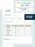 Examen Trimestra Sexto Grado BLOQUE1 2019 2020 PDF