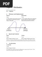 Topic 2: Mechanics: 2.1 - Motion Distance and Displacement