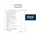 Course Code: EEE1021: List of Experiments