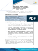 Guía de Actividades y Rúbrica de Evaluación - Tarea 5 - Solución de Modelos de Decisión y Optimización Determinísticos