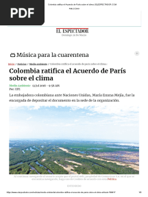 Colombia Ratifica El Acuerdo de Paris Sobre El Clima PDF