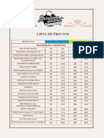 Lista de Precios Arandanos Gourmet