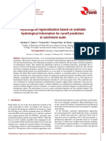 Hydrological Regionalisation Based On Available Hydrological Information For Runoff Prediction at Catchment Scale