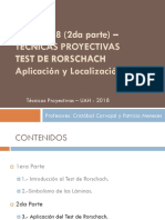 CLASE N°8 - TÉCNICAS PROYECTIVAS TEST DE RORSCHACH Aplicación y Localización PDF