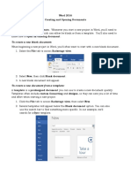 Word 2016 Creating and Opening Documents: To Create A New Blank Document