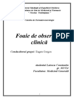 Foaie de Observaţie Clinică: Conducătorul Grupei: Eugen Gorgos