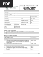 Faculty of Informatics and Electronic Economy: Educational Module Description Sheet