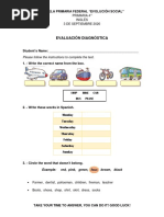 Evaluación Diagnóstica: Primaria 4° Inglés 3 de Septiembre 2020