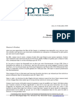 Courrier de La CPME Au Président Édouard Fritch