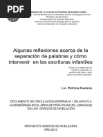 Algunas Reflexiones Acerca de La Separación de Palabras y Cómo Intervenir en Las Escrituras infantiles-DOCUMENTO DE CIRCULACIÓN INTERNA N°1