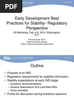 Early Development Best Practices For Stability-Regulatory Perspective