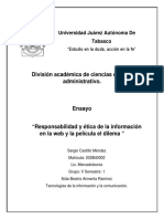 Ensayo Responsabilidad de La Información Web Y El Dilema de Las Redes Sociales (Pelicula)