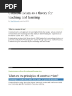 Constructivism As A Theory For Teaching and Learning: What Are The Principles of Constructivism?