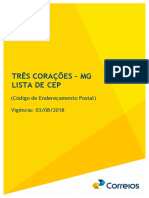 Três Corações - MG Lista de Cep: (Código de Endereçamento Postal) Vigência: 03/08/2018