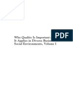 Why Quality Is Important and How It Applies in Diverse Business and Social Environments, Volume I