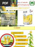 Canned Corn Processing: Institute of Technology of Cambodia Faculty of Chemical and Food Engineering