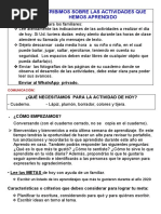 Ci Lunes Escribimos Sobre Las Actividades Que Hemos Aprendido