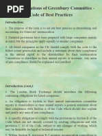 Recommendations of Greenbury Committee - Code of Best Practices