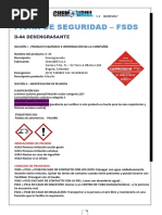 Ficha de Seguridad Desengrasante 44 V.2 4 Septiembre 2017