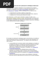 El Proceso de Evolución de La Planeación Estratégica Tradicional