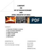 A Report ON A Study of Indian Economy AND Steel Industry of India