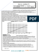 Devoir de Synthèse N°1 - Sciences Physiques - Bac Informatique (2013-2014) MR Rhida Slimi